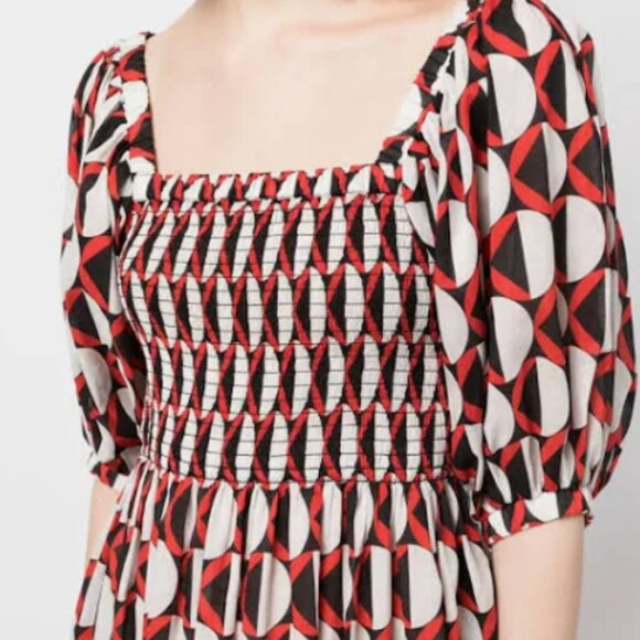 Cynthia Rowley Geometric-print Cotton Midi Dress - Picture 7 of 8